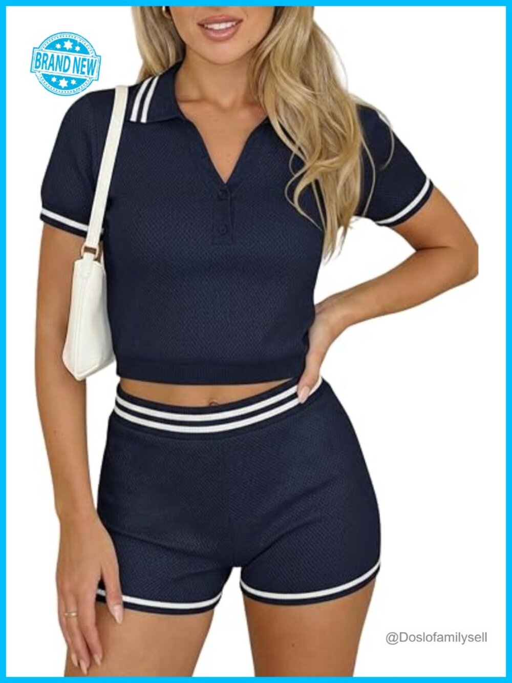 Women's 2 Piece Lounge Set - Short Sleeve Knit Shorts Set, Casual Travel
